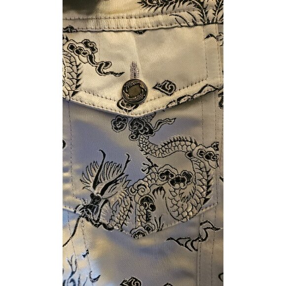 Vintage Savion Womens Satin Dragon Print Jacket PS Black & White - Picture 8 of 9